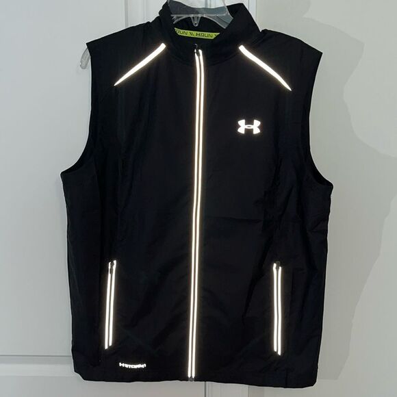 New Under Armour Black Reflective Storm 1 waterproof running run vest M cycling - Picture 1 of 4